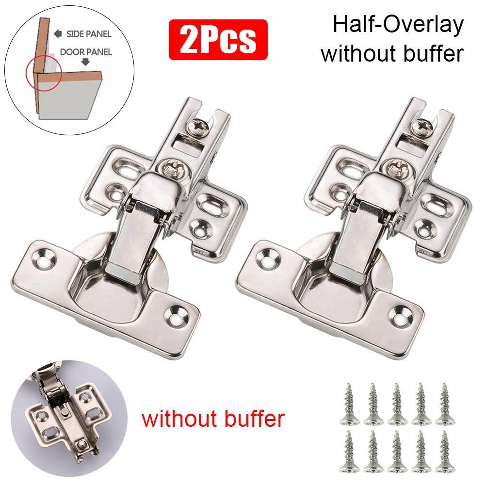 2Pcs Stainless Steel Door Hinges Hydraulic Damper Buffer Cabinet Hinge for Wardrobe Door