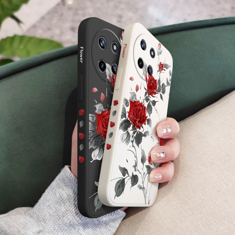 Изящный чехол с розой для OPPO Realme 11 10 9 9i 8 8i 7 Pro Plus C35 C21Y C25Y C25 4G 5G, чехол из жидкого силикона