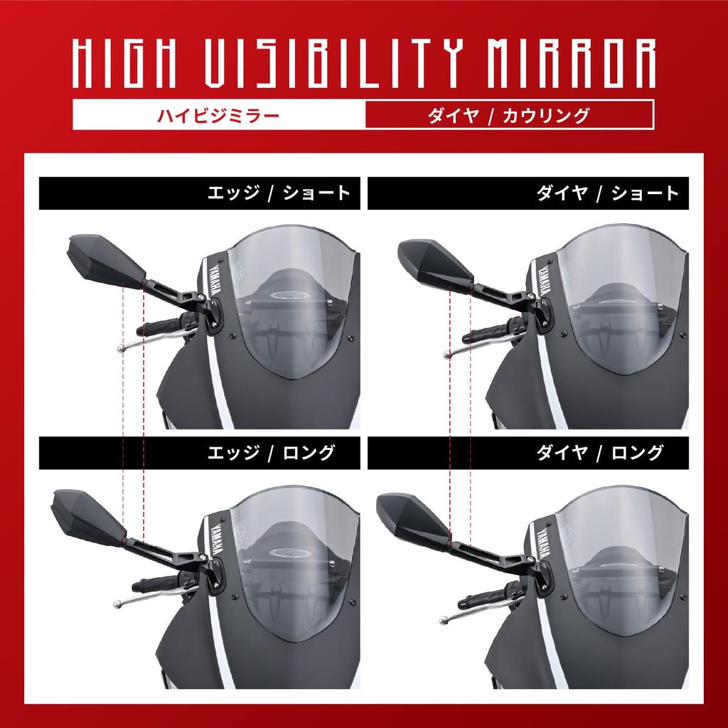 Daytona Motorcycle Cowl 6mm Wide New Safety Standards High Visibility Single Mirror Mirror, Bolt, Lightweight, Angle, Compliant, Mirror, Diamond,