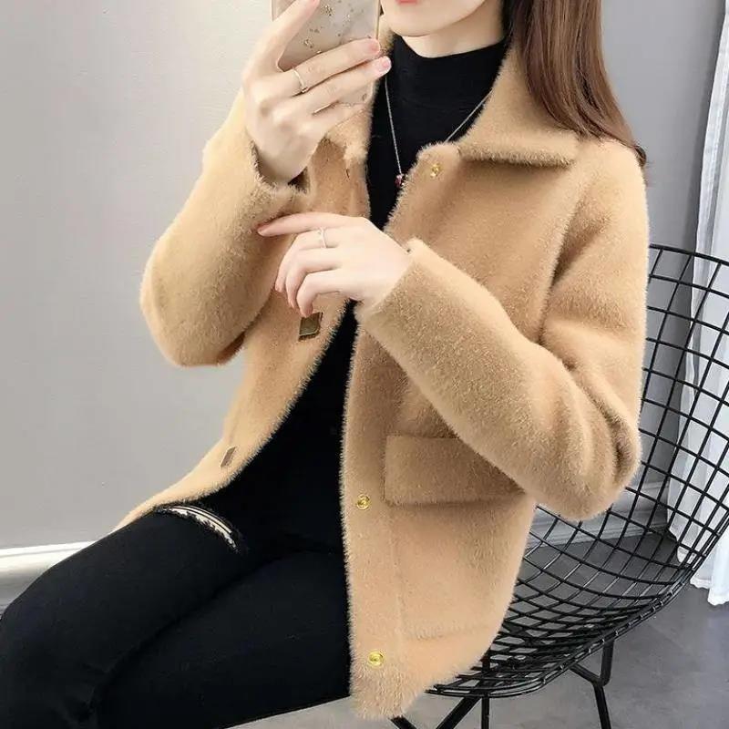 Fashion High Quality Spring  Autumn and Winter Button Thick Coat Loose Sweater Women's Knitted Cardigan