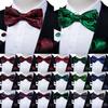 Bow Tie for Men Classic Red Green Paisley Pre-tied Bowtie Cufflinks Set for Party Butterfly Knot Gift Mens Accessories