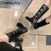 Fashion Women High Knight Boots Fashion Belt Buckle Slip On Long Booties Retro Style Autumn Winter Female Elegant Low Heel Shoes