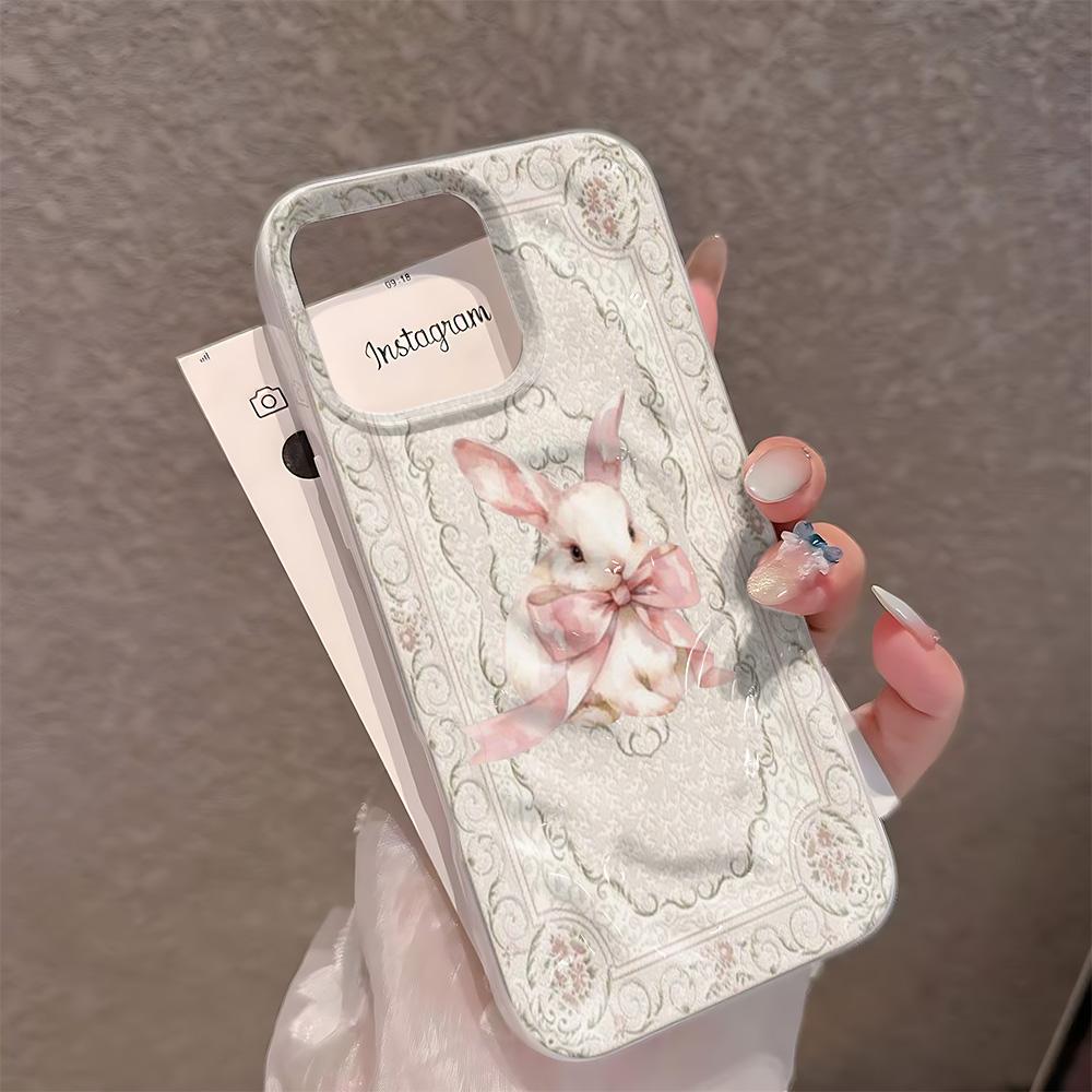 Французский ретро чехол для телефона с кроликом для iPhone 17 Air 17 16 15 14 Plus 13 12 11 Pro Max Coque Funda Чехол для телефона с большим вырезом для камеры