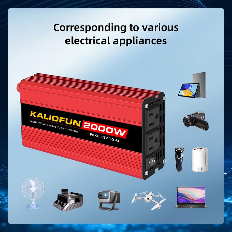 Intelligent Voltage-Stabilized Inverter US Standard 12V to 110V 1500W-3000W Modified Sine Wave Overload-Proof Car Converter Kali