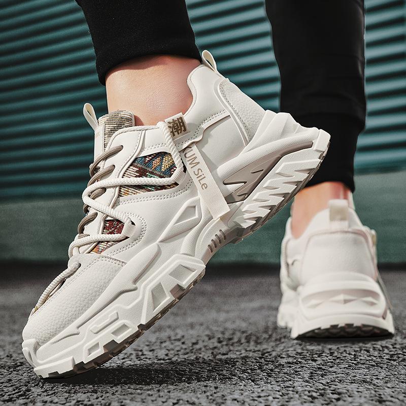 2025 new spring breathable net shoes trendy brand versatile casual sports shoes student non-slip height increase trendy men's dad shoes