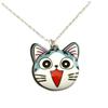 [P7475] - Дизайнерское колье 'Lilipoupettes' (кошка) белый синий розовый - 20х20 мм