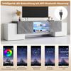 TV Schrank, TV Lowboard Moderner 60/65/70 Zoll Fernseher, TV Ständer 4 Türen, Glasböden, TV Bank Wohnzimmer Schlafzimmer, TV Möbel, Weiß & Grau