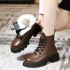 Winter Thick Bottom Snow Martin Boots Round Toe Retro Women 2025 New Fashion Warm Wool Cotton Padded Shorts Shoes