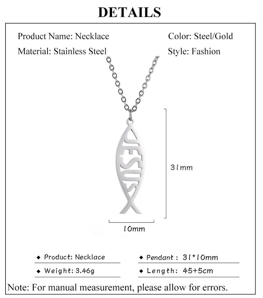 Cazador Christian Jesus Fish Pendant Necklaces for Women Men Hollow Stainless Steel Choker Jewelry Birthday Mother Gifts 2026