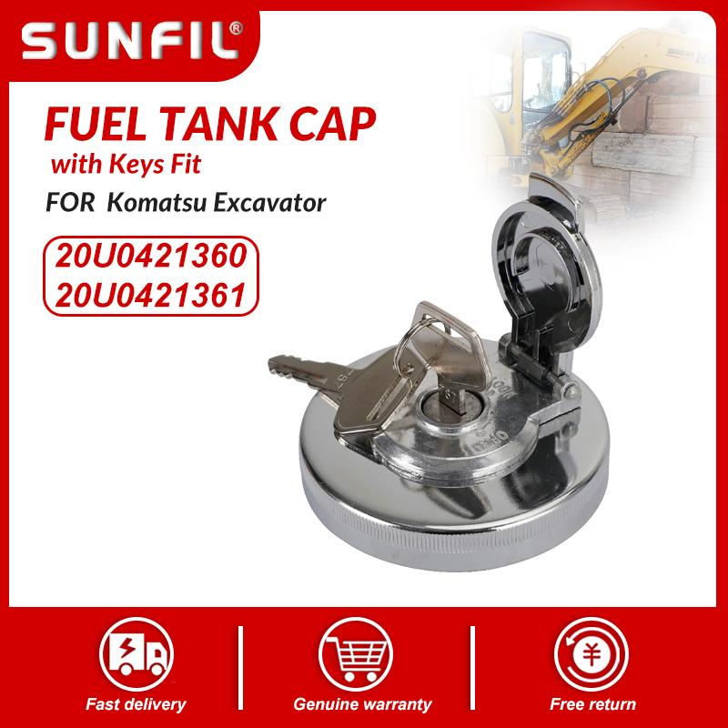 20U0421360 20U0421361 Fuel Tank Cap with Keys Fit For Komatsu Excavator PC40MRX/PC45MRX-1  PC45MR-1,PC50UU-2