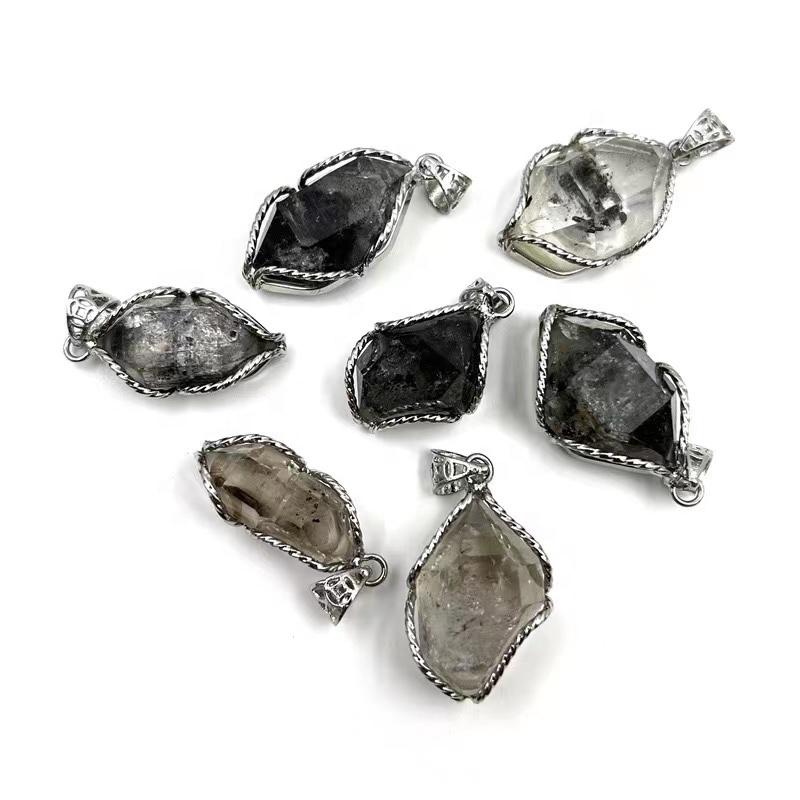 Natural Crystal 925 Silver Herkimer Diamond Pendant DIY Instagram Popular Style Clavicle Chain