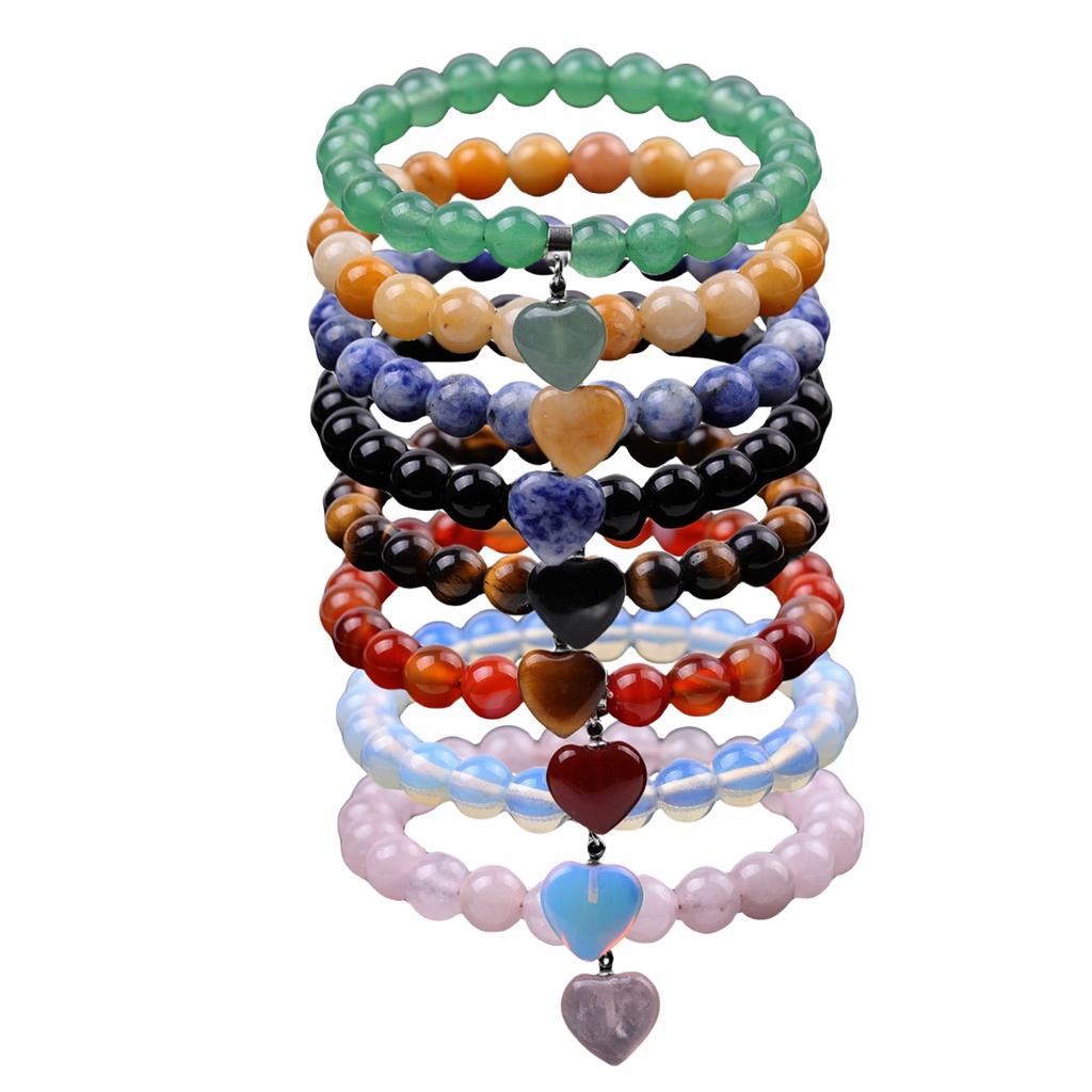Trendy Geometric Design Unisex Tiger Eye Stone Handmade Woven Jewelry Charm Bracelet 6mm Natural Rose Quartz Beaded Gift