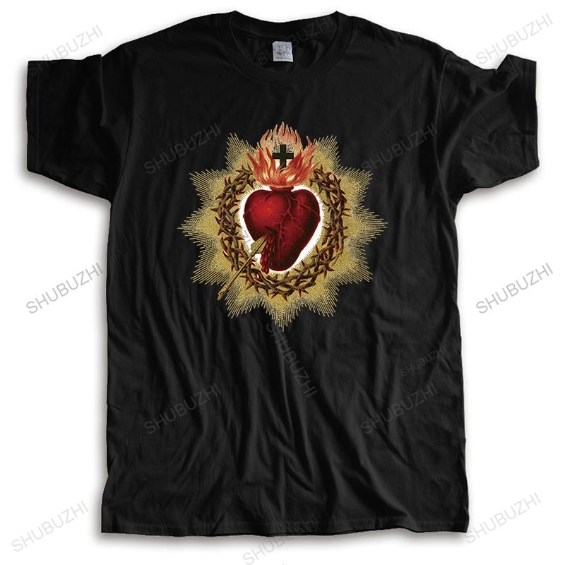 Sacred Heart of Jesus Christ Blessing Art Quality Casual Men T Shirts Men Design man summer te