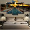 5 Piece No Framed Rail Track Railway Sunset Canvas Picture Print Wall Art Canvas Painting Wall Decor for Living Room