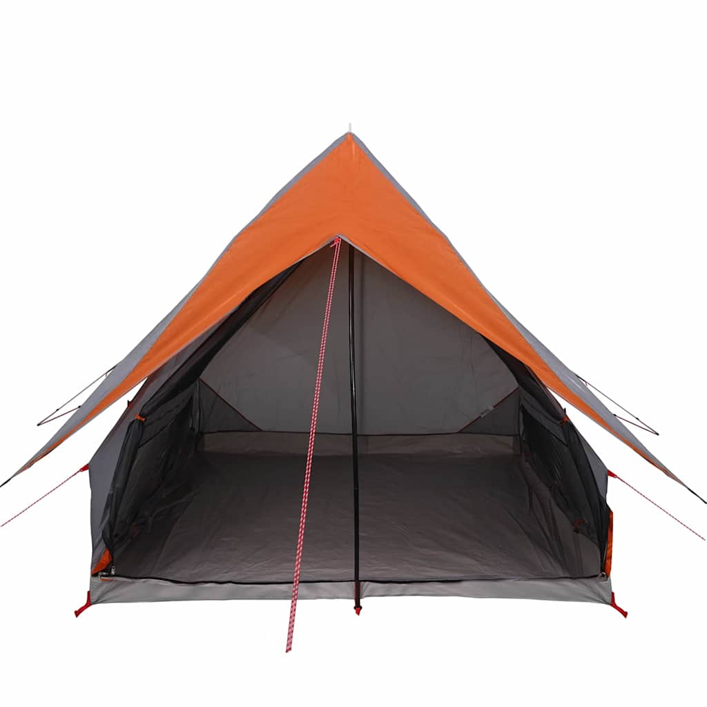 Family Tent with Roof in Grey and Orange 220 x 220 x 184 cm
