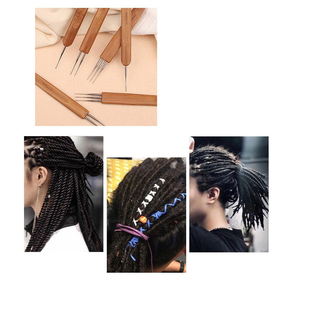 6 шт. Сделай сам Крючок для вязания бамбуковая ручка Дред Книт Изготовление волос плетение инструмент