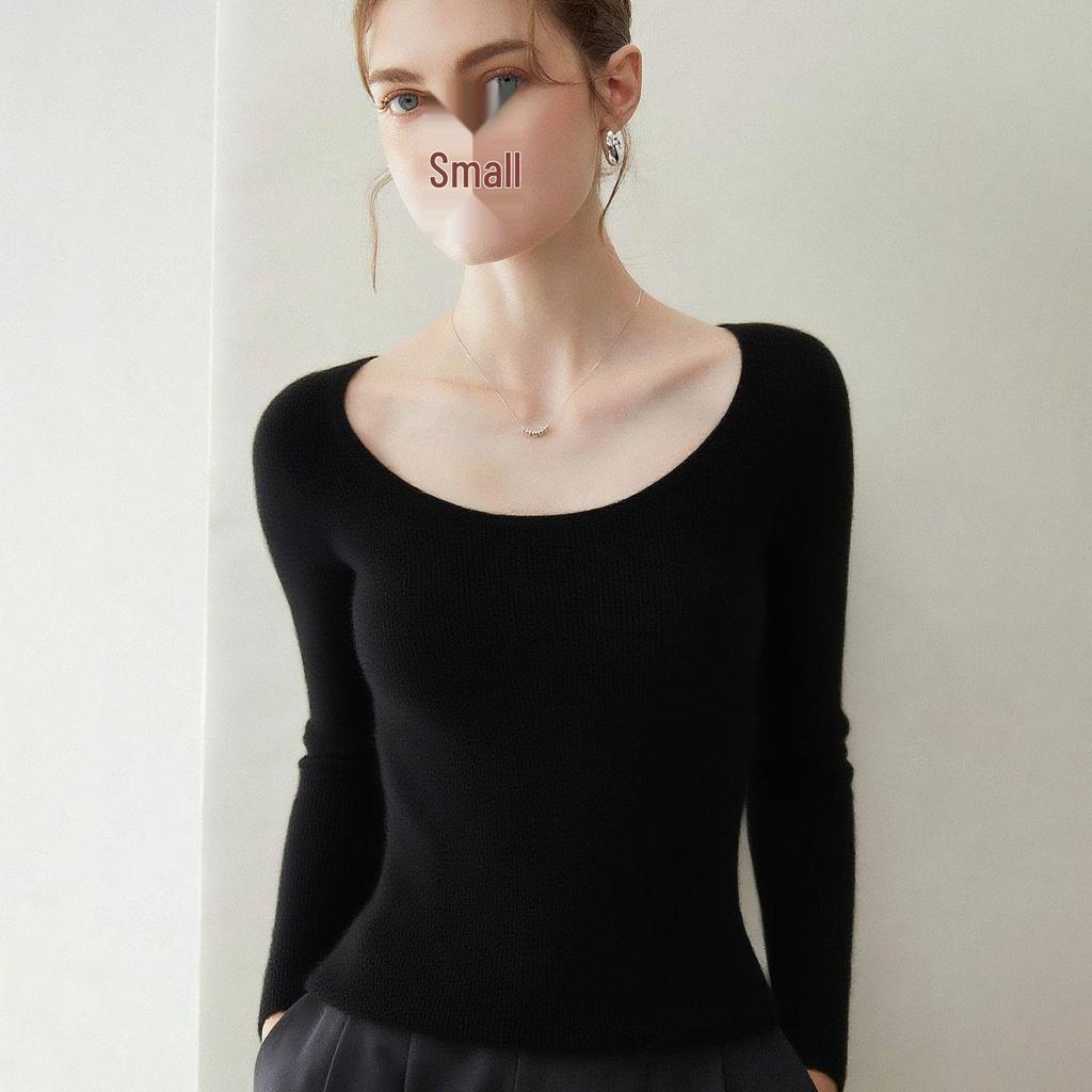 2025 Women's 100% Pure Cashmere U-Neck Slim-Fit Knit Sweater, Autumn/Winter Collection