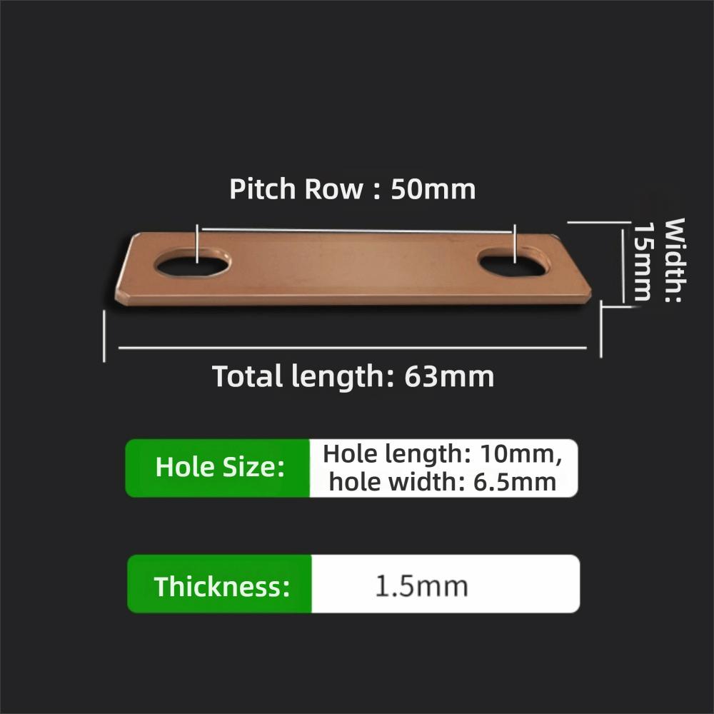 M6 screw holes Bus Bars Connector Flat Red Copper Pickling Busbar Busbar Connector  LiFePO4 Cell
