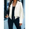 White New Stylish Women's Real Lambskin Leather Jacket Fringe Jacket Motorcycle