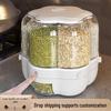 Rotating Rice Dispenser: Insect & Moisture-Proof Storage Container with Divided Grain Compartments