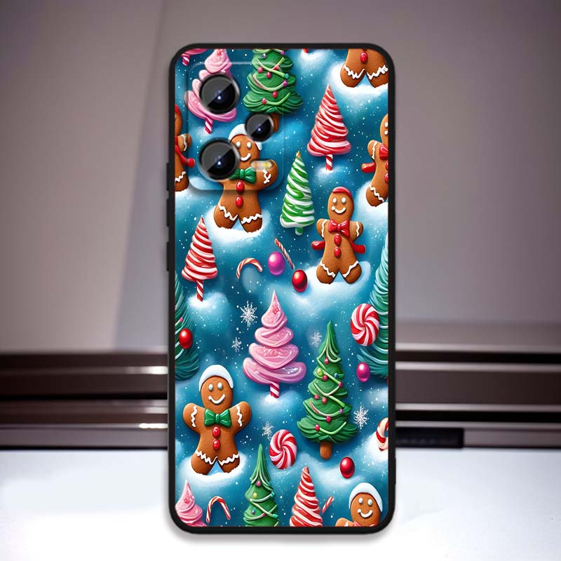 Рождественский мультяшный узор Для Xiaomi Redmi Note 15 14 13 12 12S 11E 11 11S Pro Plus 4G 5G Черный Мягкий ТПУ Чехол для телефона