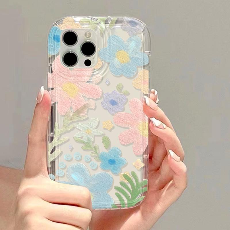 Oil Painting Flower Phone Case For iPhone 15 Pro Case iPhone 13 11 12 16 14 Pro Max X XR XS 7 8 16 Plus SE Shockproof Soft Cover