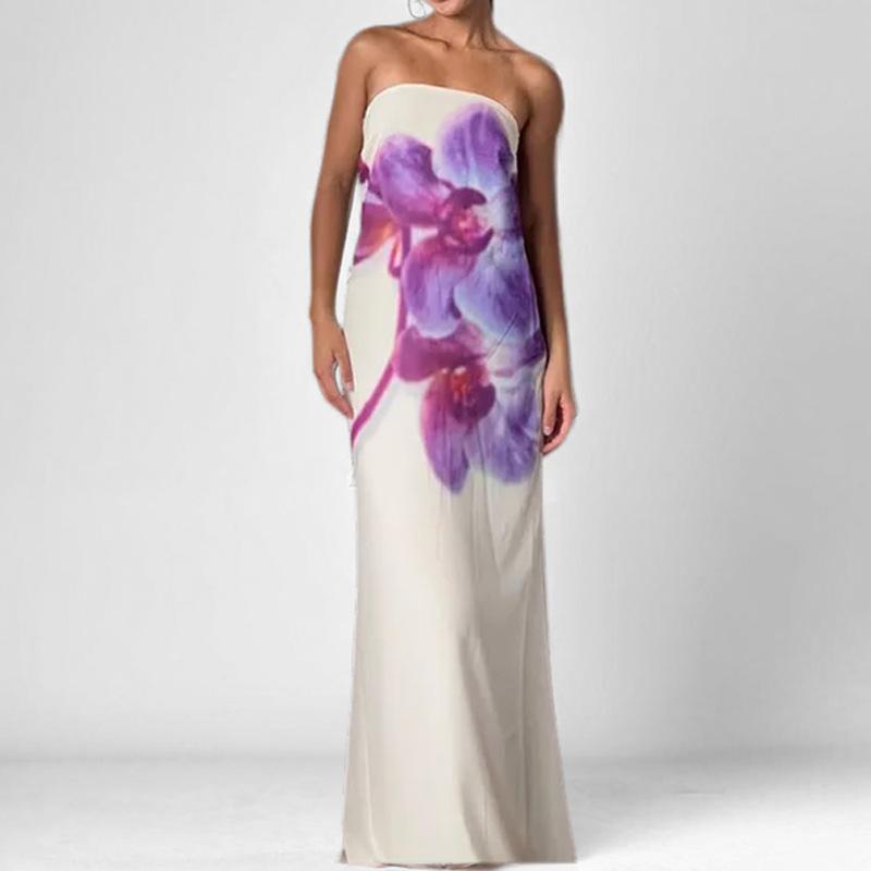 Платье для теплого сезона женская мода без рукавов с открытыми плечами топ-труба сексуальное платье с принтом на бретельках
