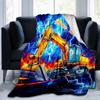 1PC Custom Name Electric Excavator Thunderstorm Flannel blankets Patterns Throw Blanket All-Season Soft Gift for Couch, Bed, Camping gifts