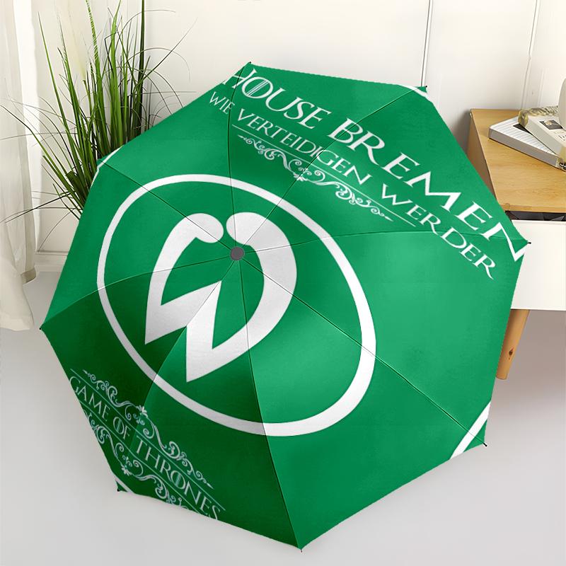 Автоматический зонт с принтом LOGO Werder Bremen, 8 спиц, железный каркас, пластиковая ручка, подходит для путешествий на открытом воздухе и на каждый день, идеальный подарок