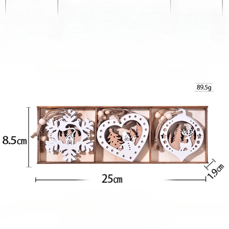 Рождественские украшения, Рождество, Деревянные подвески, Лазерная резка, Двухслойные, Белые подвесные украшения, Подвески-снежинки на елку
