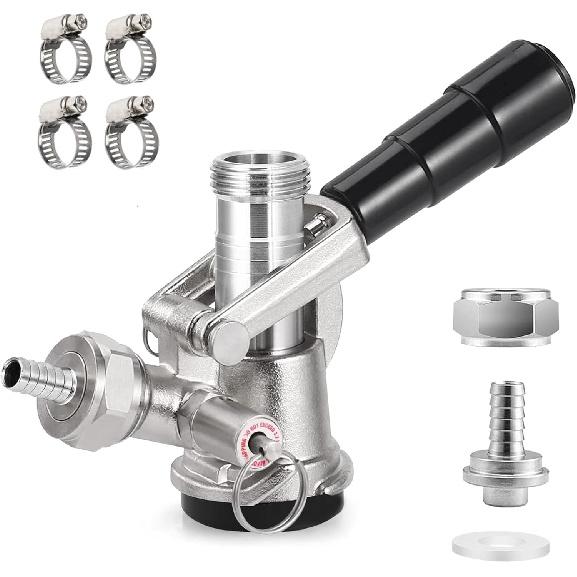 Keg Coupler, Sankey Keg Tap D System ID 5/16'' Draft Beer Line (304 Stainless Steel Probe) G5/8 Nuts Commercial Sankey Kegerator D Coupler with 4