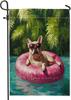 Funny French Bulldog Dog Garden Ags 12x18 Inch Double Sided for Outside, Summer Oil Painting Chien Standard Vertical Canva LLX