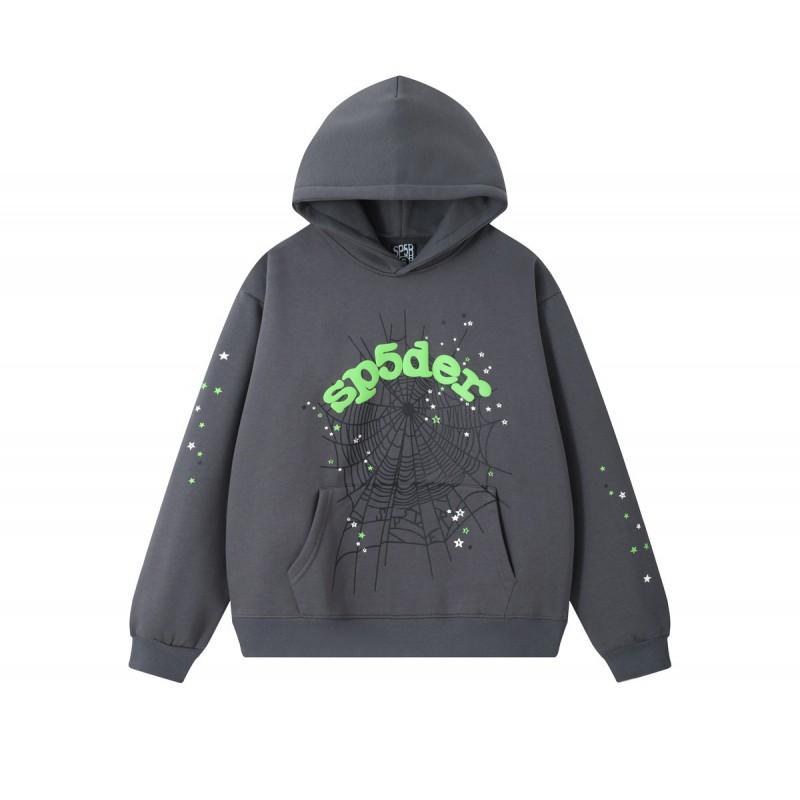 Unisex Oversized Hooded Sweatshirt Set With Spiderweb Foil Print Warm Fleece-Lined Loose Fit Streetwear Men Women