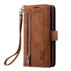 For iPhone 17 Pro Max Case 9 Card Slots Zipper Wallet PU Leather Phone Cover with Wrist Strap
