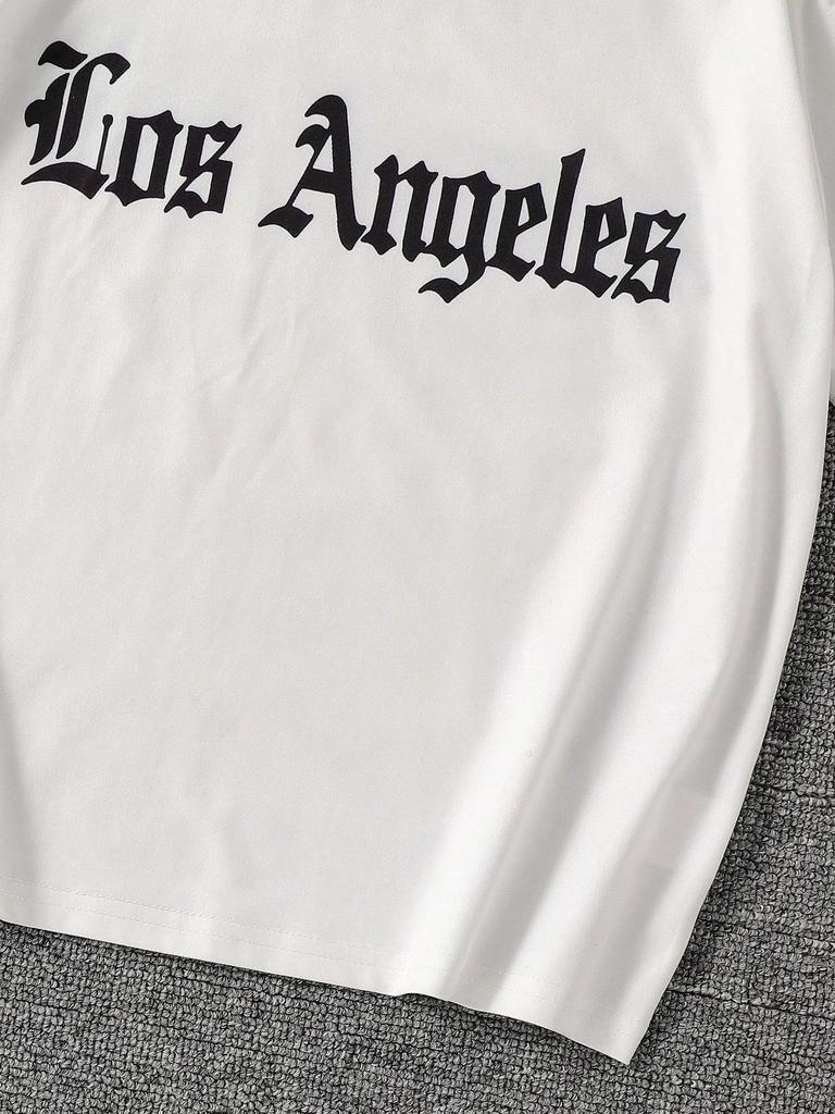 Стильная уличная одежда для мальчиков LOS ANGELES С принтом букв Модная повседневная одежда Мягкая и удобная футболка с коротким рукавом Коллекция Весна/Лето