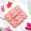6-гнездный штамп для печенья из помадки, легко извлекаемый из формы, нелипкий, своими руками, пищевой силикон, мультяшный медведь, кролик, пресс-форма для печенья, аксессуары для выпечки