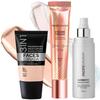 FACES CANADA Набор для сияния кожи Glass Skin Glow Kit: Матирующая тональная основа Hydra -Розовый слоновой кости (18мл) + Строб-крем - Персиковый (18мл) + Фиксатор макияжа (50мл) | Освещающий &