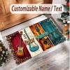 Music Guitar Theme Soft Crystal Velvet Rug Custom Name & Text Print Non Slip Floor Rug for Bedroom Living Room