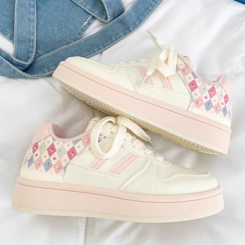 Модные женские кроссовки Осень Разноцветная клетка Женская обувь Дышащие на шнуровке Спортивная обувь Женские Удобные мягкие Беговые Повседневные туфли