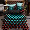 3Pcs Duvet Cover Set, 3D Hexagonal Honeycomb Pattern Duvet Cover Set For Boys, Twin/Full/Queen/King Size