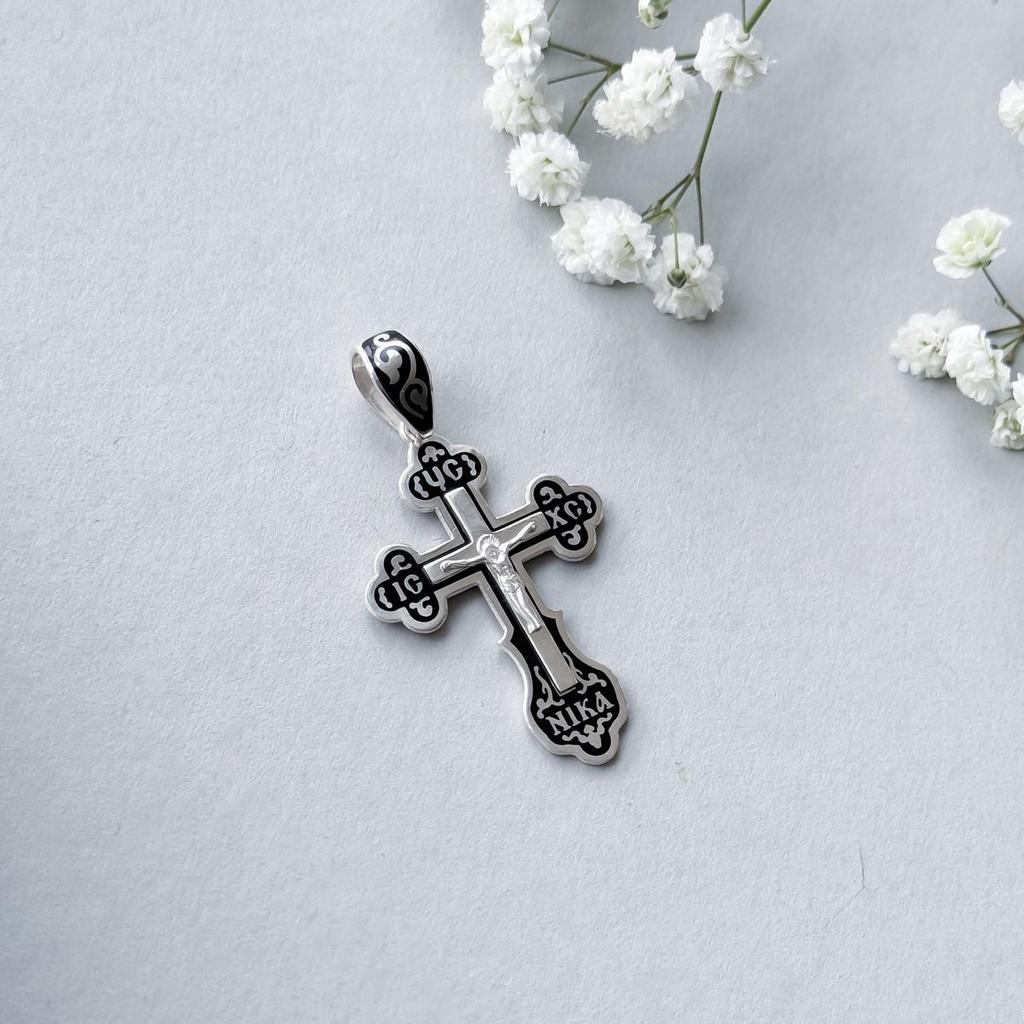 Серебряный крестик с емаллю (2156598)