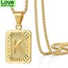 Initials Pendant Letter Name Necklace For Women Men Gold Silver Color Square Alphabet Charm Box Link Chain Couple Pendants Gpm05