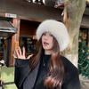 Сладкая теплая шапка из искусственного меха норки в корейском стиле, панама, шапка-ведро, однотонная, однотонная бини, осень