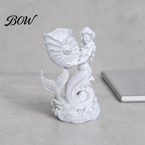 Mermaid Conch Shell Planter 3D Printed Storage Ornament, Mini Decorative Air Plant Holder Flowerpot, Creative Desktop Organizer for Home Office Decor