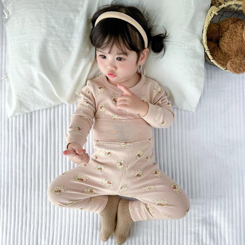 25 Стилей Детский Хлопковый Комплект Нижнего Белья с Завышенной Талией для Мальчиков и Девочек - Защита Животика, Бесшовный, Теплая Осенне-Зимняя Домашняя Одежда