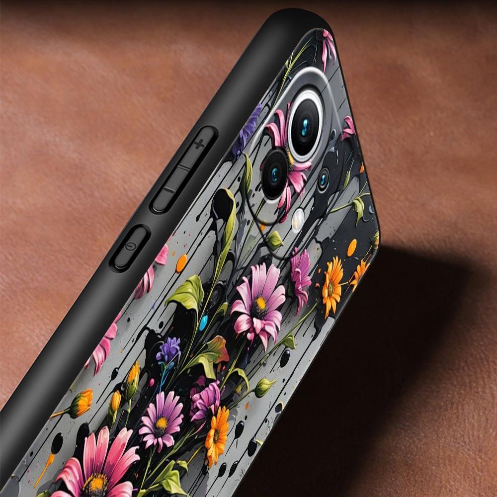 Чехол для телефона Cover для Xiaomi Mi 17 15 14 13 12 11 Ultra 15T 14T 13T 12T 11T Pro Lite 5G Мягкий ТПУ Capas Мультяшный Цветок Fundas Сумки