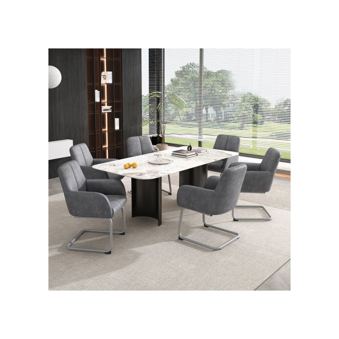 Chaise de salle à manger - MUVOE - Ensemble de 6 - Cuir microfibre - Pieds en acier - Confort ergonomique