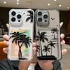Для iPhone 16 Pro Max 16E 15 14 Pro 13 12 11 чехол с принтом кокосовой пальмы и карманом для карточек, мягкий силиконовый защитный чехол для линз, противоударный прозрачный тонкий чехол для телефона