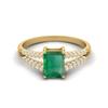 7X5MM Octagon Emerald Gemstone 925 Sterling Silver Gold Plated Solitaire Split Shank Women Wedding Ring