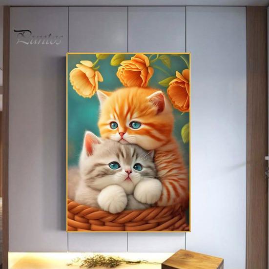 1 набор мультяшных кошек, картины из стразов с инструментами для дрели на холсте, 5D, набор для самостоятельного изготовления поделок из стразов, художественный рисунок, набор для украшения, для начинающих, взрослых и детей